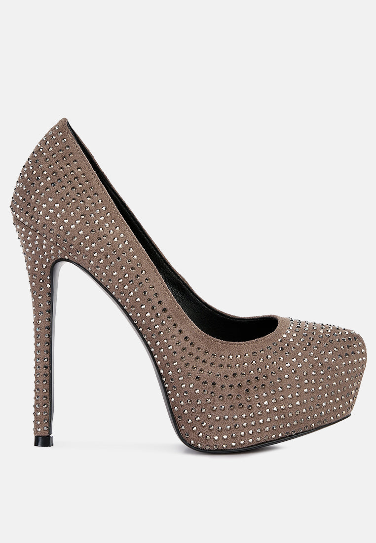 clarisse diamante faux suede high heeled pumps by ruw#color_taupe