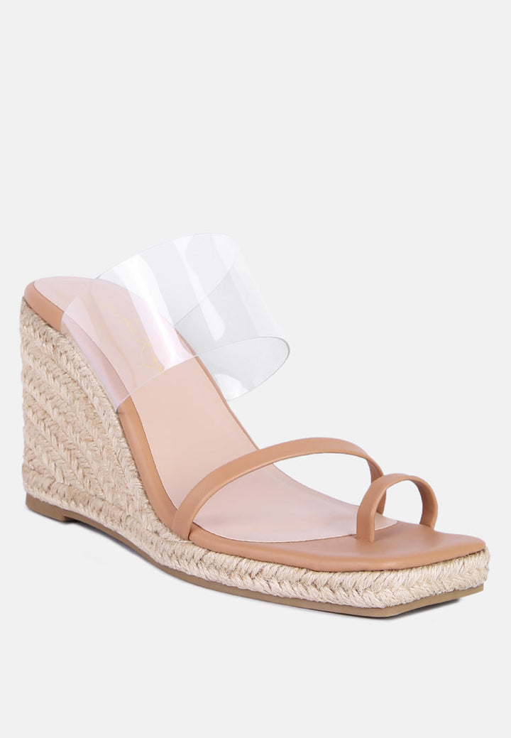 clear path toe ring espadrilles wedge sandals by ruw#color_camel