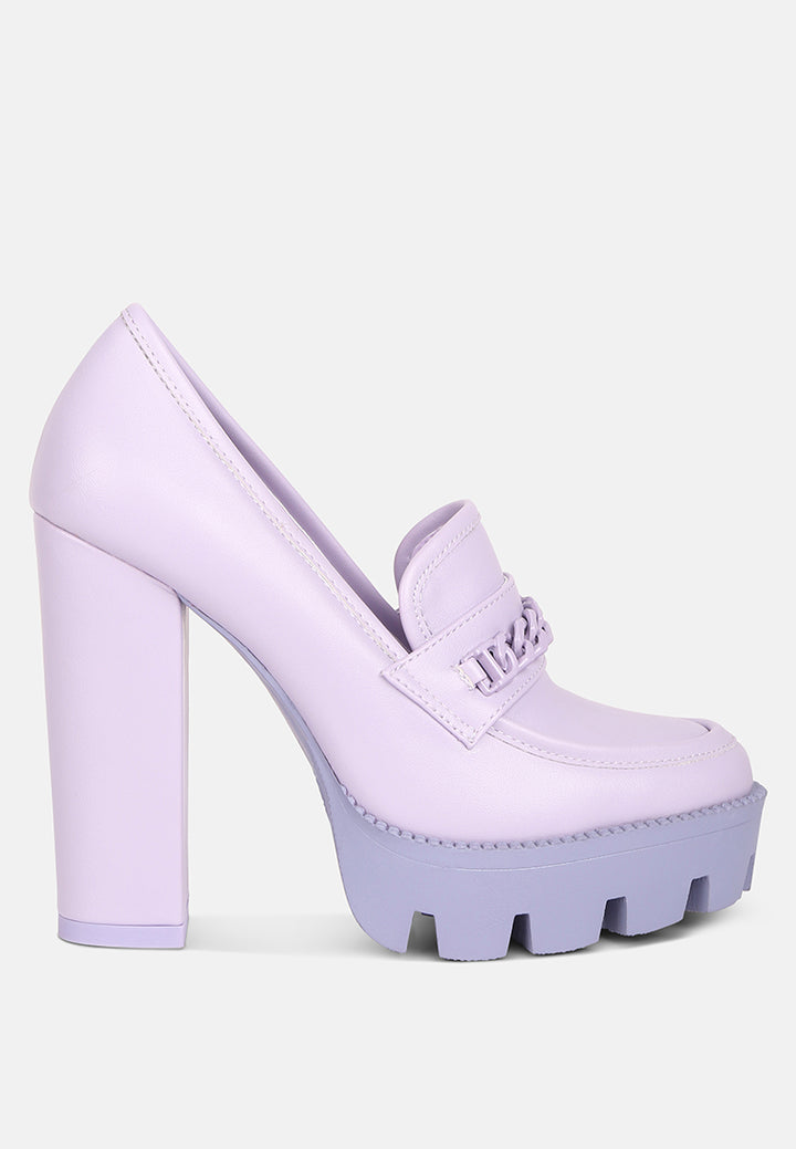 corinne Chain Embellished Chunky Loafers#color_lilac