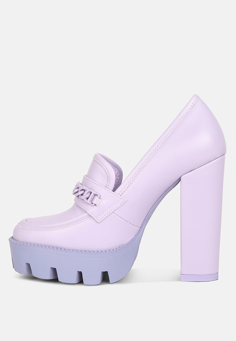corinne Chain Embellished Chunky Loafers#color_lilac