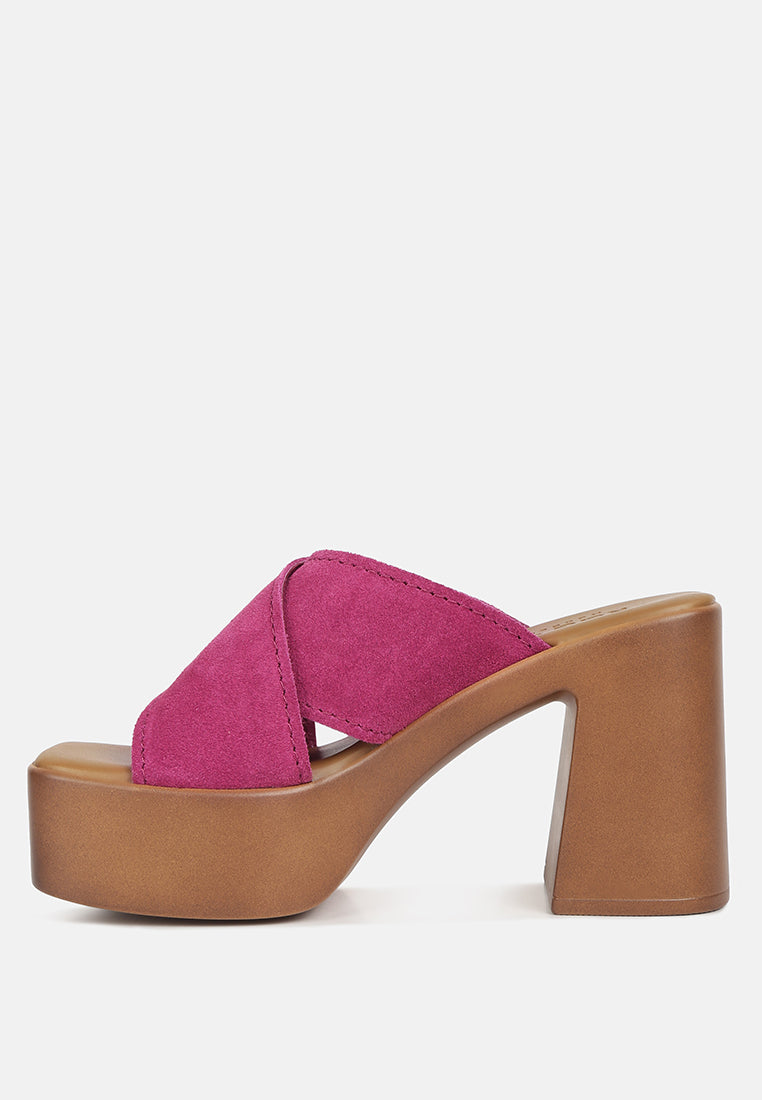 criss cross strap block heel sandals#color_fuchsia