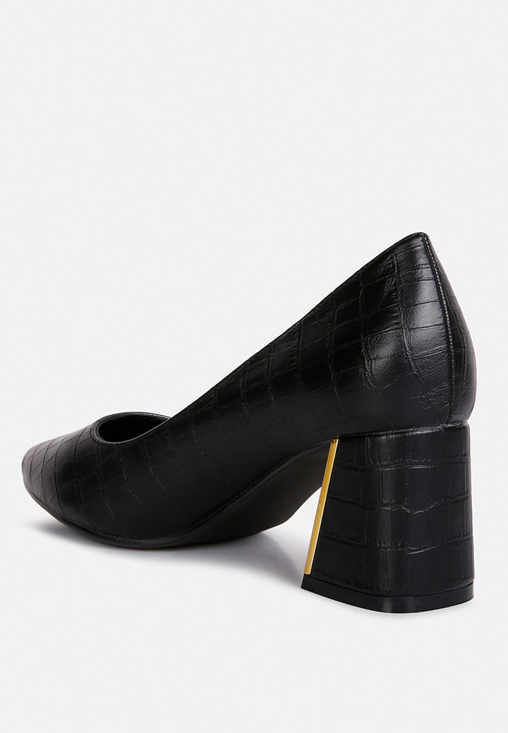 emersyn croc block heel pump shoes by ruw#color_black
