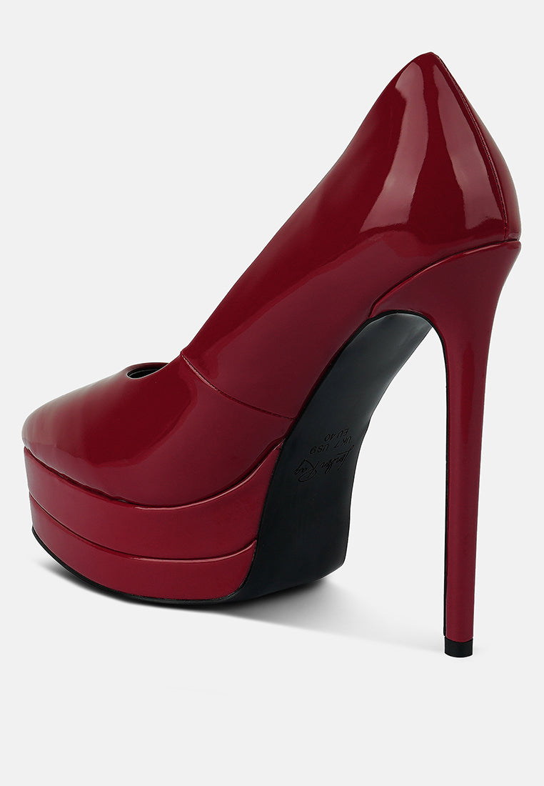 cuddles patent faux leather platform stiletto pumps by ruw#color_burgundy