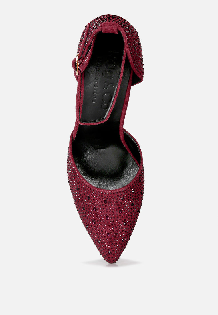 culver microfiber diamante block heeled sandal#Color_Burgundy