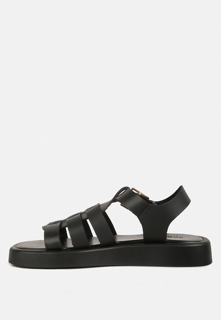 dacosta genuine leather gladiator platform sandals by ruw#color_black
