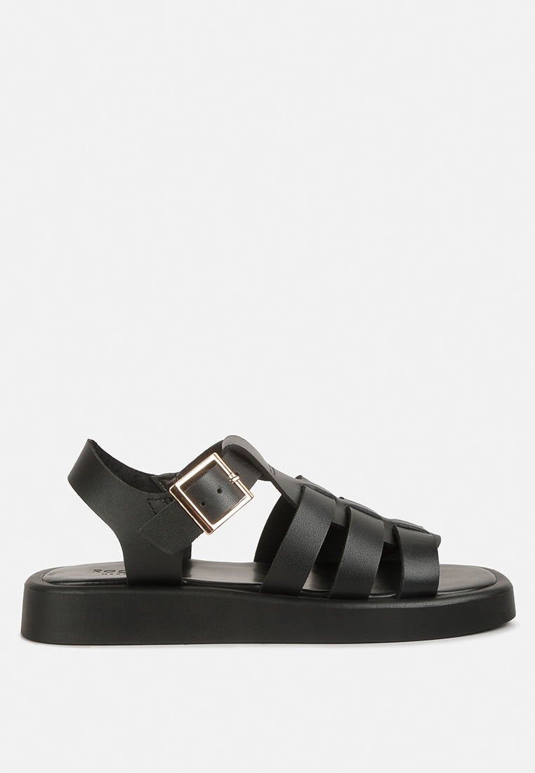 dacosta genuine leather gladiator platform sandals#color_black