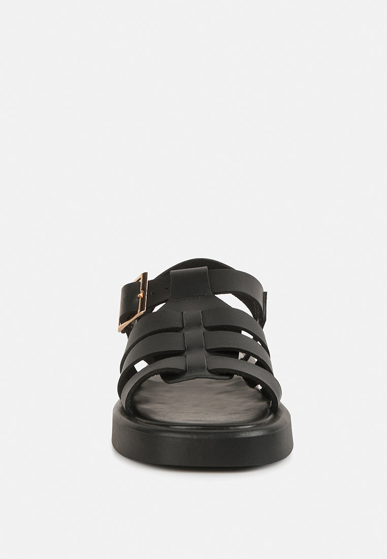 dacosta genuine leather gladiator platform sandals#color_black