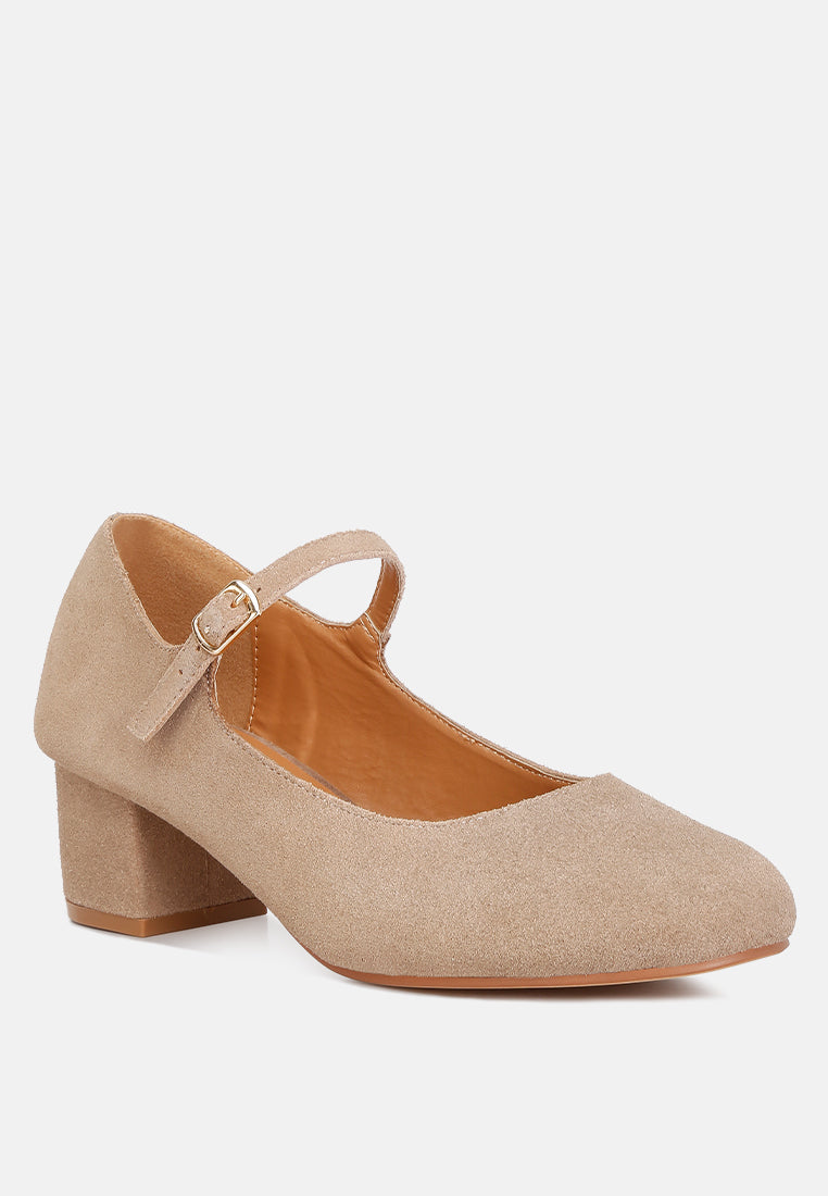 dallin suede block heel mary janes by ruw#color_sand