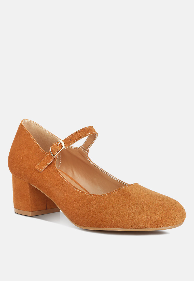 dallin suede block heel mary janes by ruw#color_tan