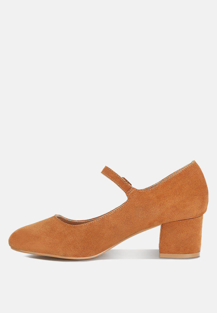 dallin suede block heel mary janes by ruw#color_tan