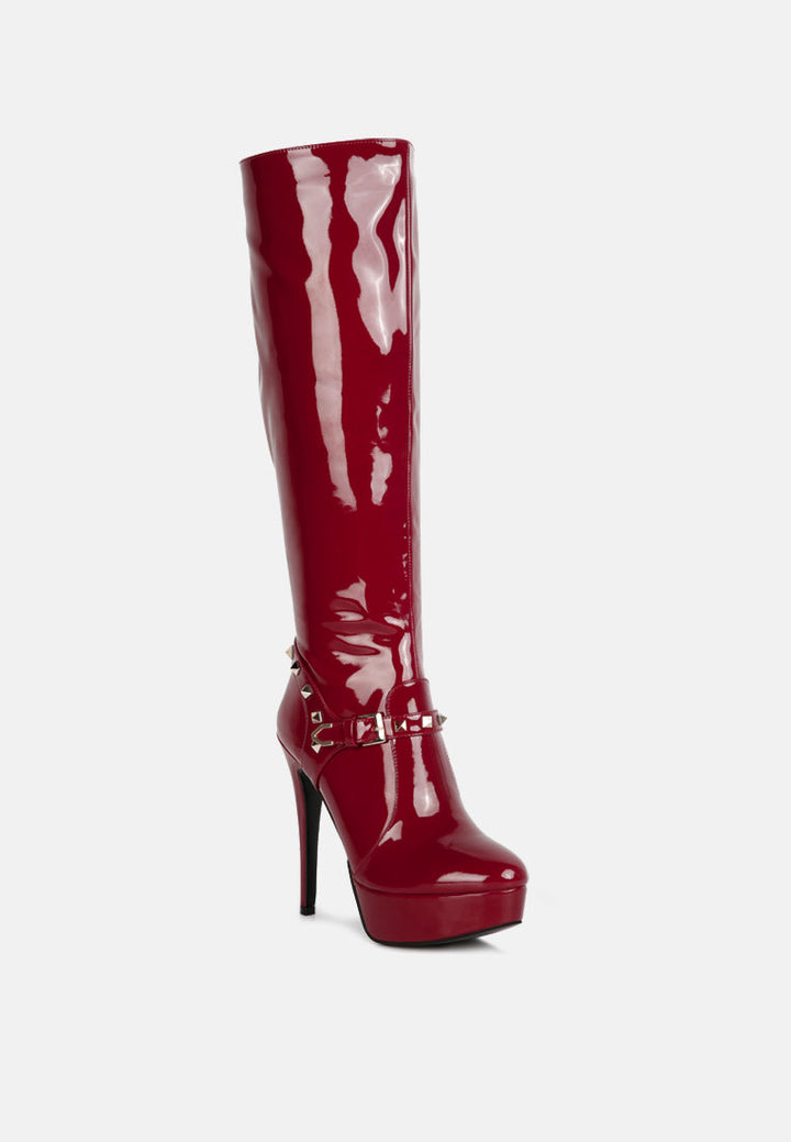daphne stiletto heeled mid calf boots by ruw#color_burgundy