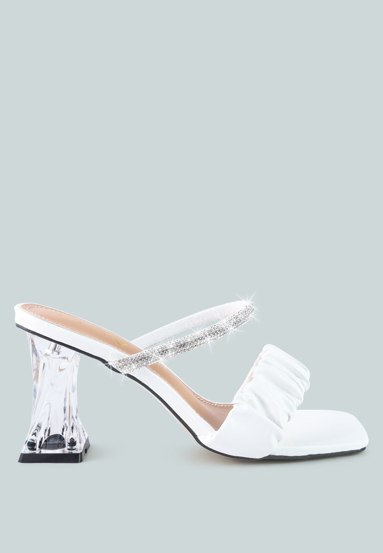 date look clear heel rhinestone sandals#color_white