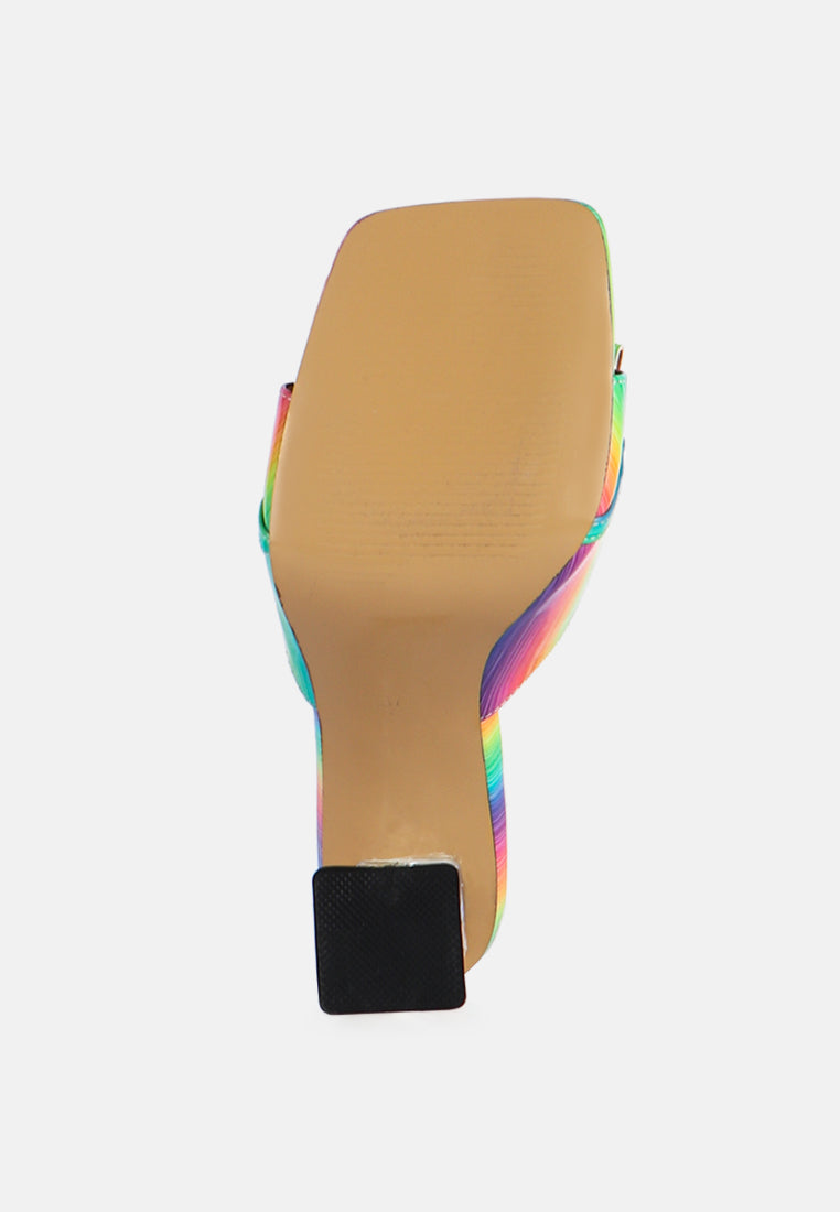 deeba diamante embellishment clear spool heel sandals by ruw#color_rainbow