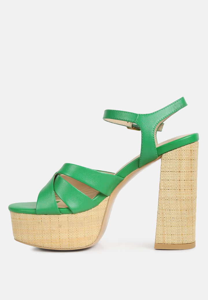 de-vil crisscross straps slim block heel sandals by ruw#color_green