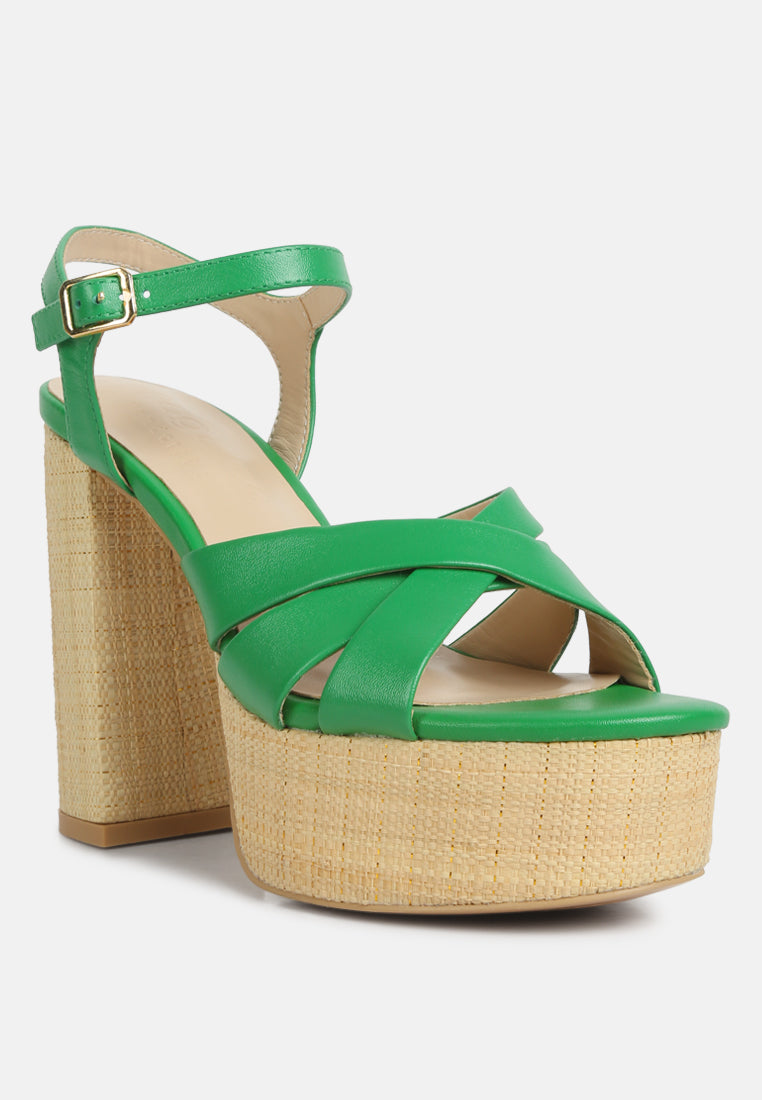 de vil crisscross straps slim block heel sandals#color_green