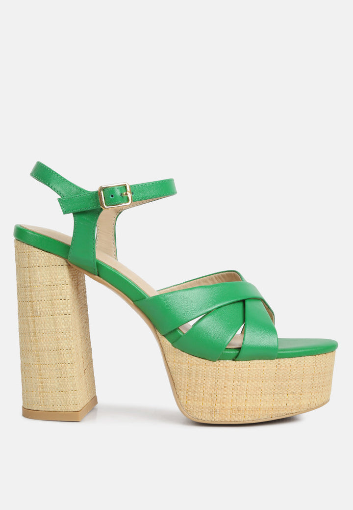 de-vil crisscross straps slim block heel sandals by ruw#color_green