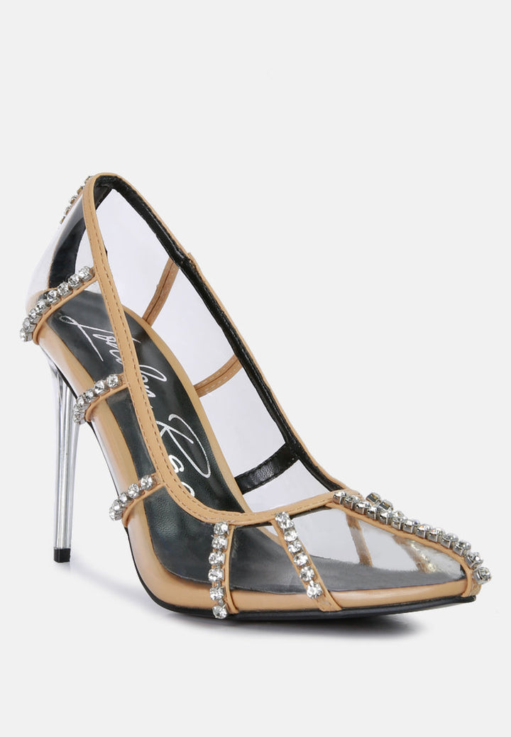 diamante clear stiletto heel pumps by ruw#color_beige