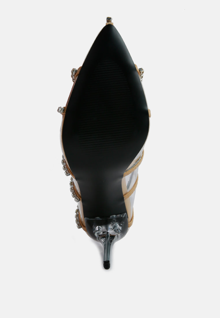 diamante clear stiletto heel pumps by ruw#color_beige