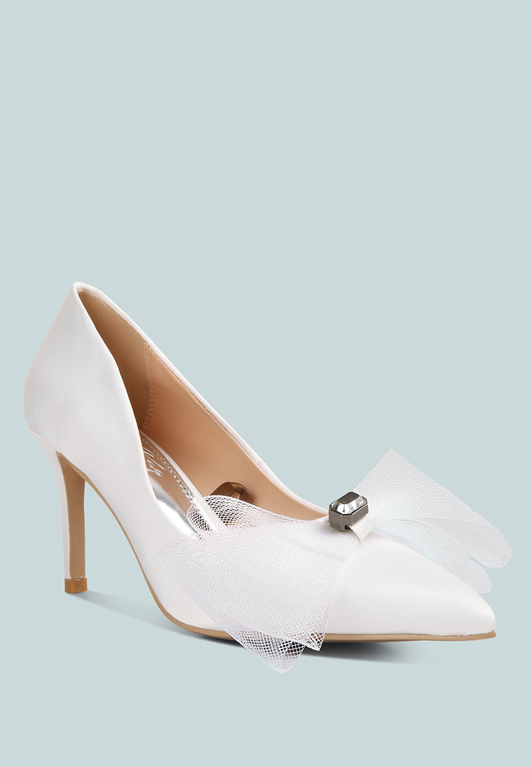 odette diamante embellished bow stiletto pumps by ruw#color_white
