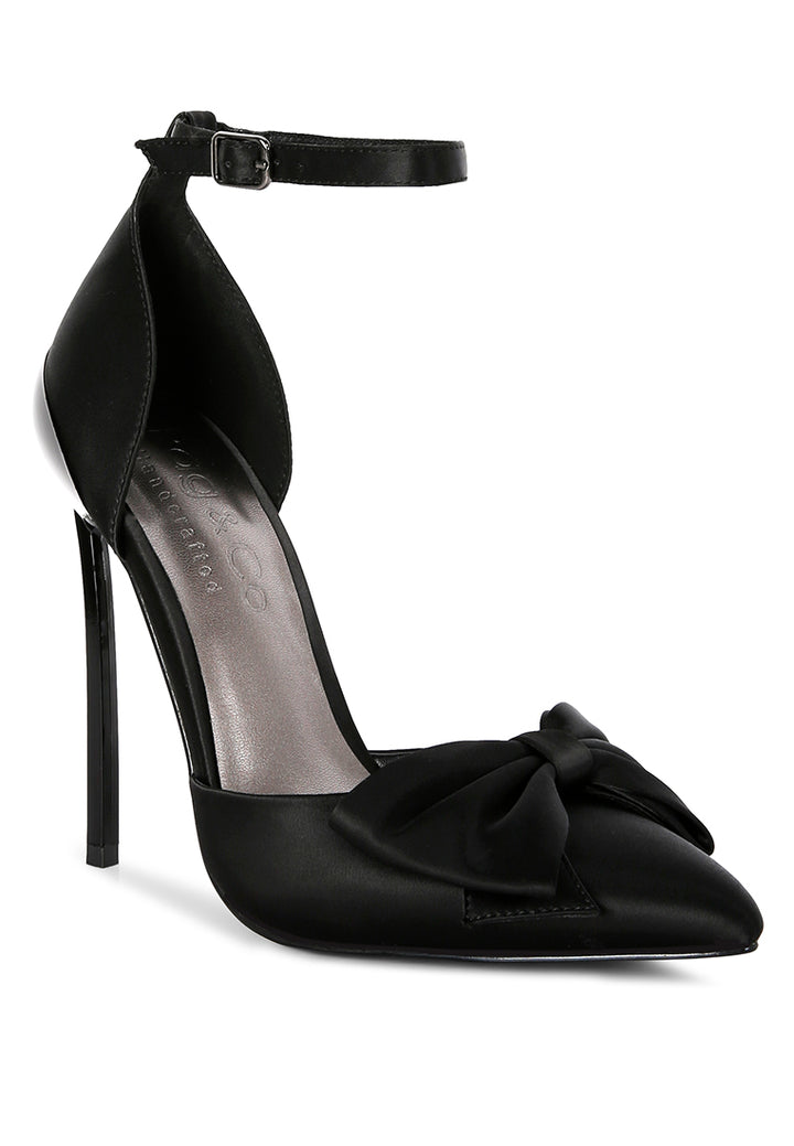 dingles high heeled satin bow sandals#color_black