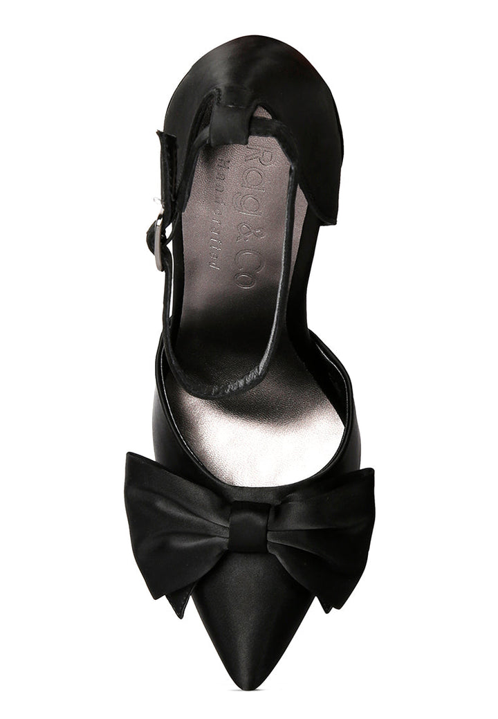 dingles high heeled satin bow sandals by ruw#color_black