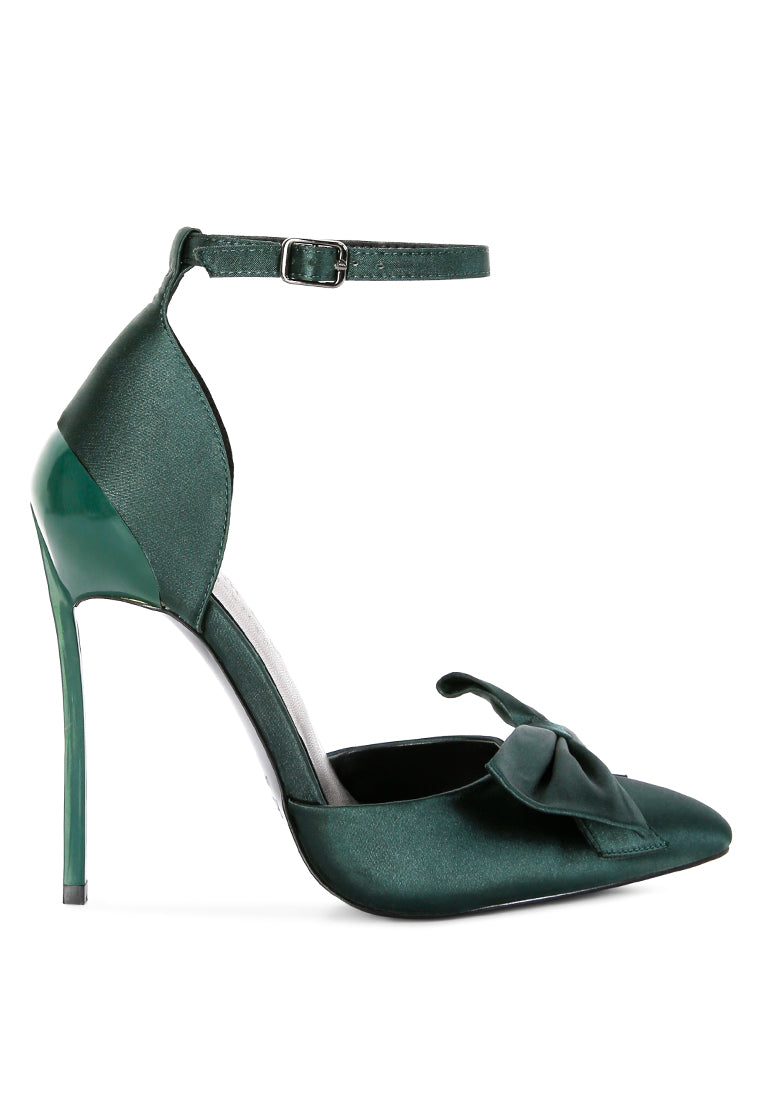 dingles high heeled satin bow sandals by ruw#color_green