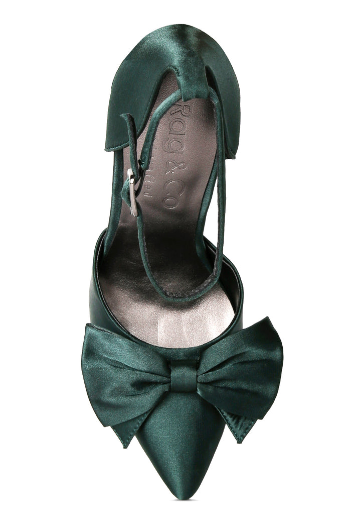 dingles high heeled satin bow sandals#color_green