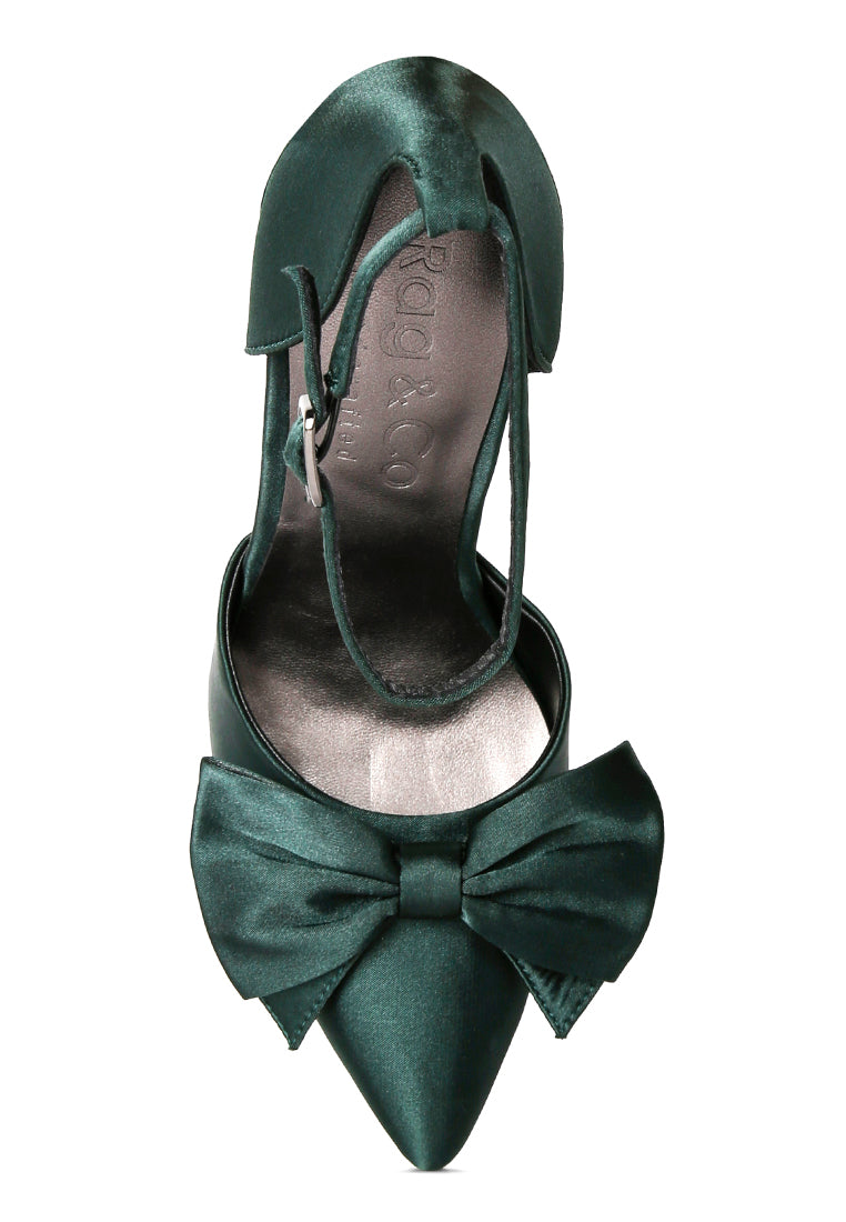dingles high heeled satin bow sandals by ruw#color_green