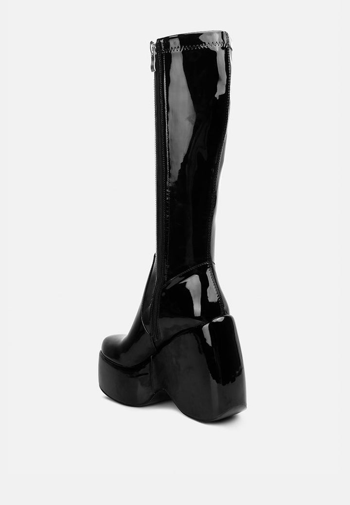 dirty dance patent high platfrom calf boots by ruw#color_black