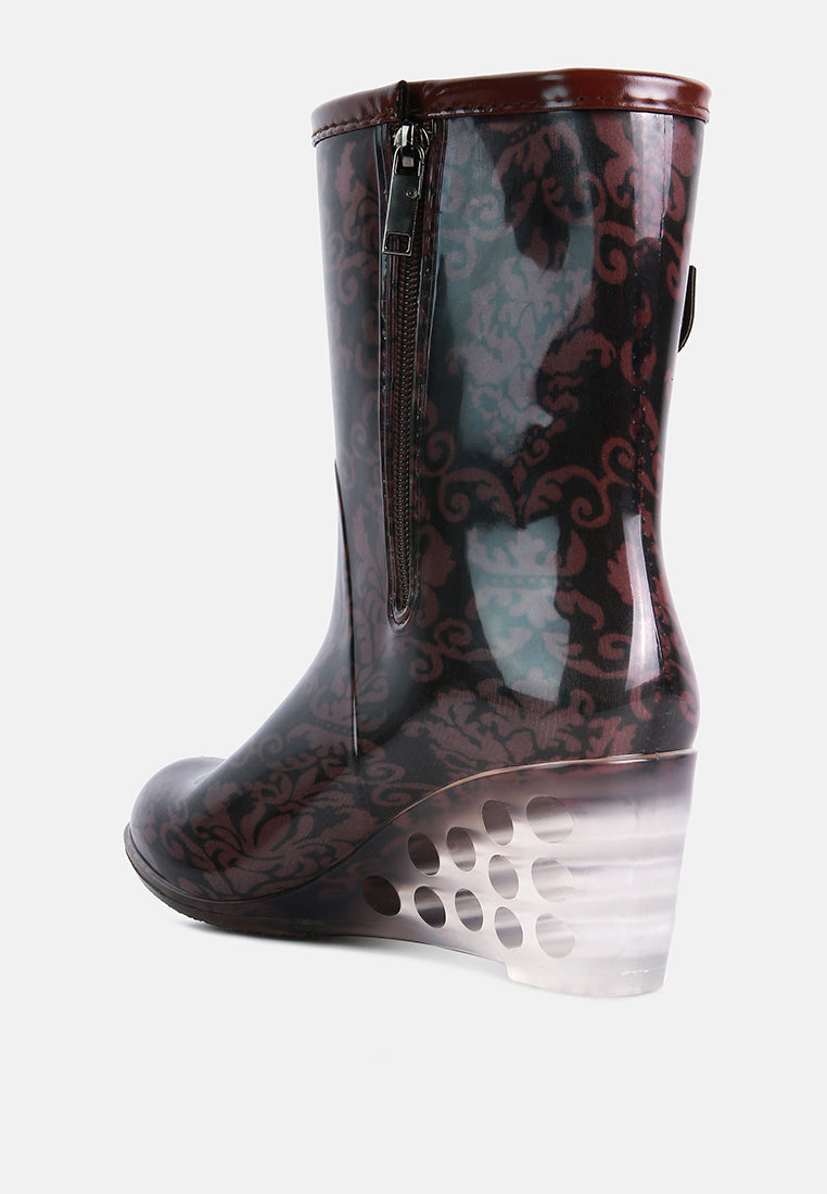 drench clear wedge rainboots by ruw#color_brown