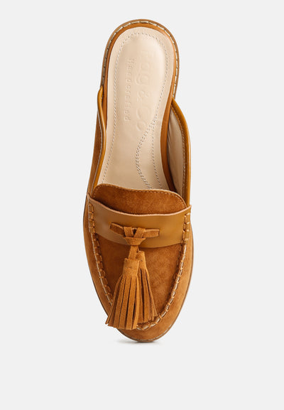edmanda tassle detail leather mules#color_light-tan