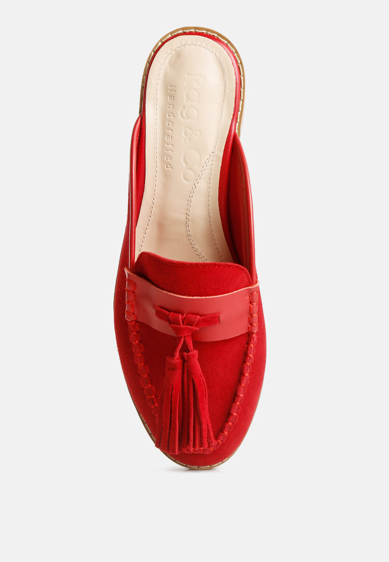 edmanda tassle detail leather mules by ruw#color_red