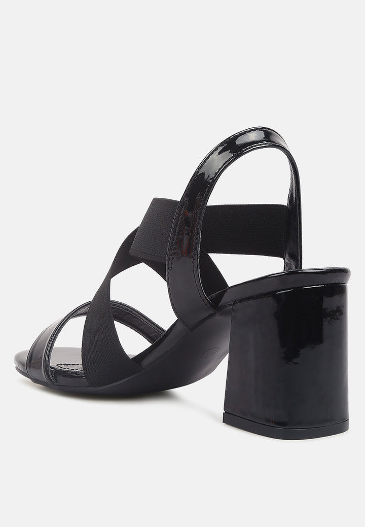 elastic straps block heel sandals by ruw#color_black