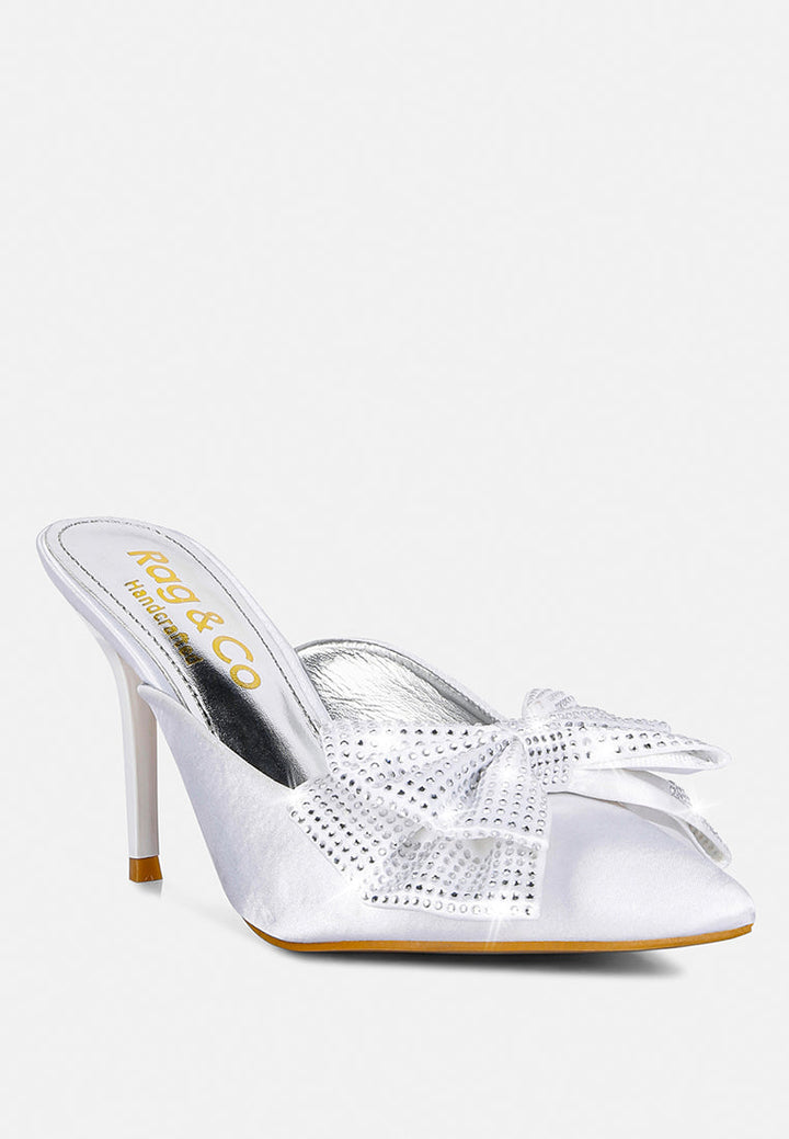 elisda blue diamante bow heeled mules by ruw#color_white