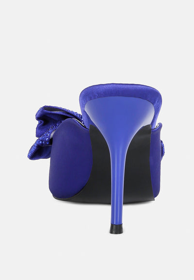 elisda blue diamante bow heeled mules#color_navy