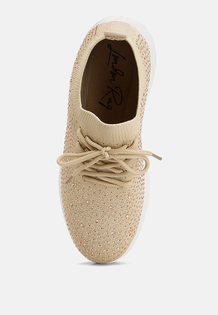 elizha stud embellished lace up sneakers by ruw#color_beige