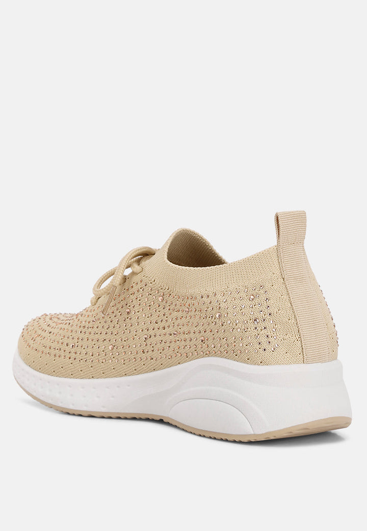elizha stud embellished lace up sneakers by ruw#color_beige