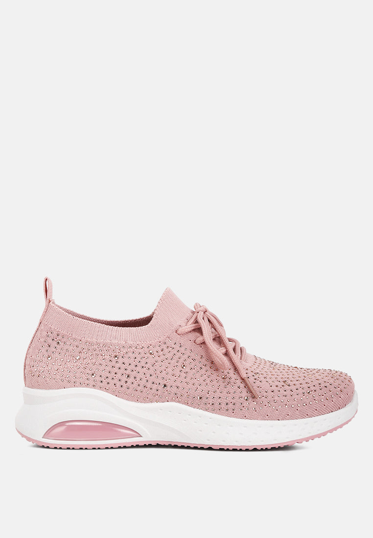 elizha stud embellished lace up sneakers by ruw#color_pink