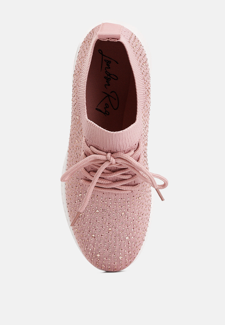 elizha stud embellished lace up sneakers by ruw#color_pink