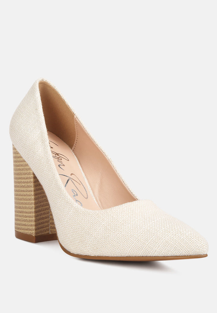 elsie canvas block heel pumps by ruw#color_off-white
