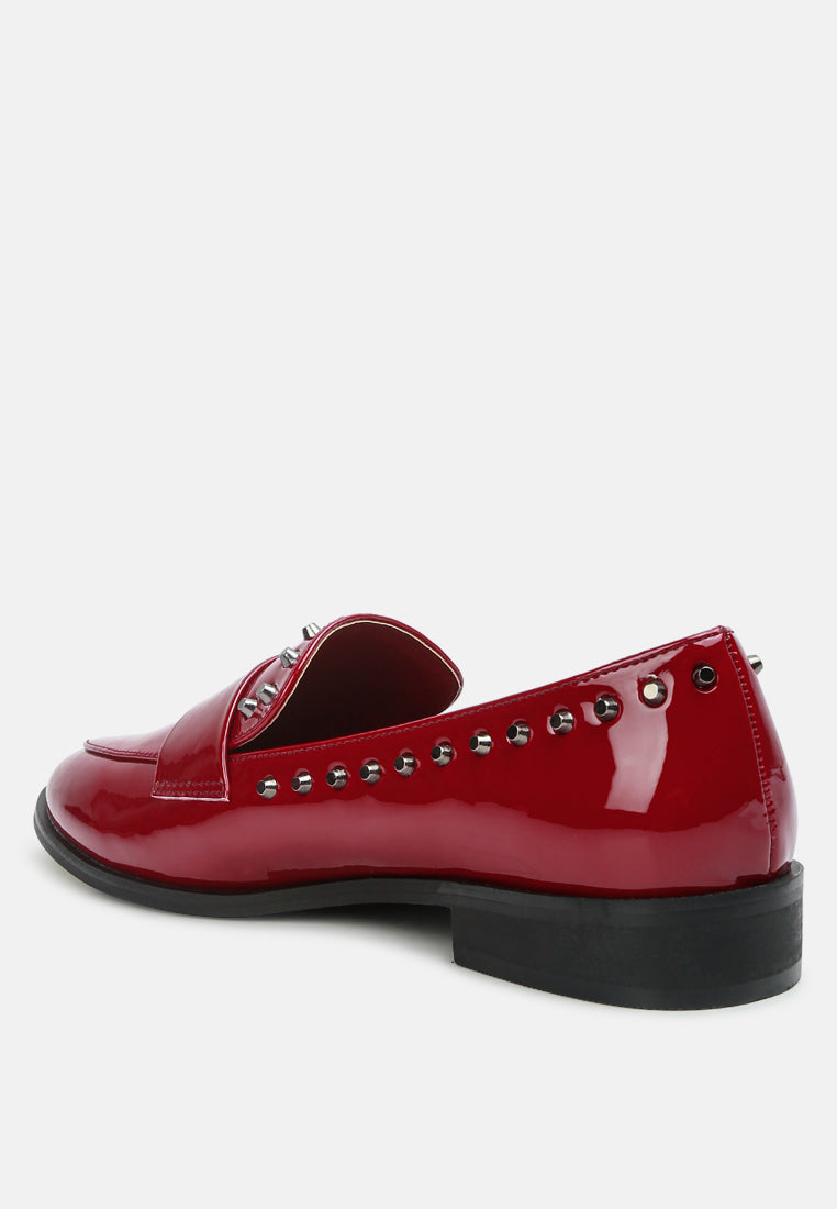 emilia patent stud penny loafers by ruw#color_burgundy