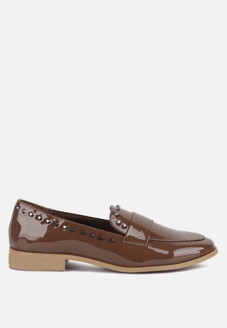 emilia patent stud penny loafers by ruw#color_tan
