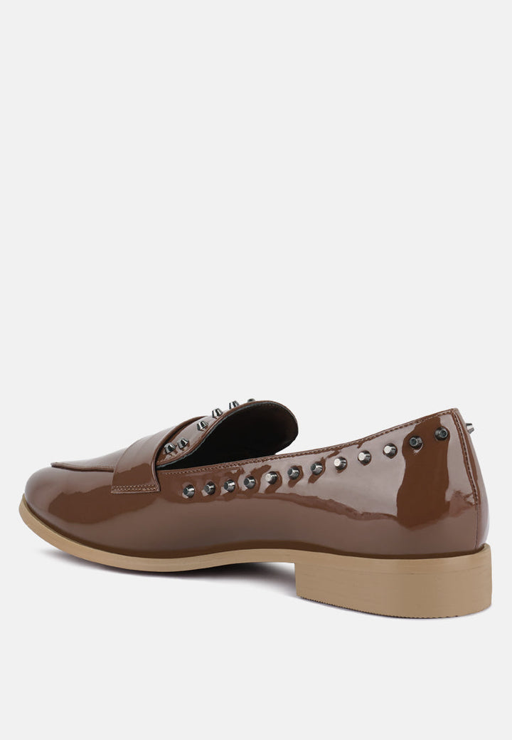 emilia patent stud penny loafers by ruw#color_tan
