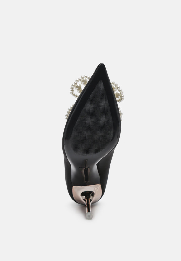 encon pearl embellished micro suede pumps by ruw#color_black