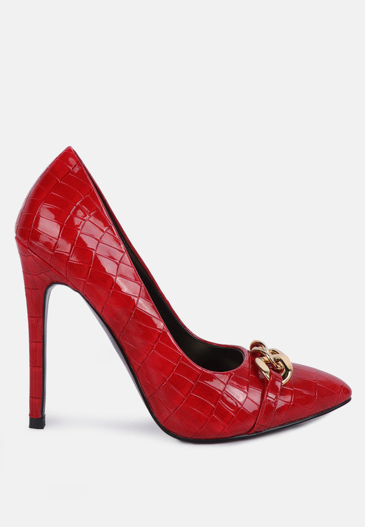 fanfare croc stiletto pump heels by ruw#color_red