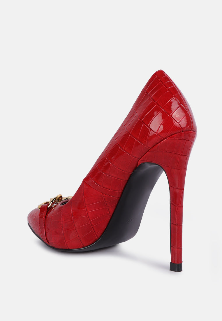 fanfare croc stiletto pump heels by ruw#color_red