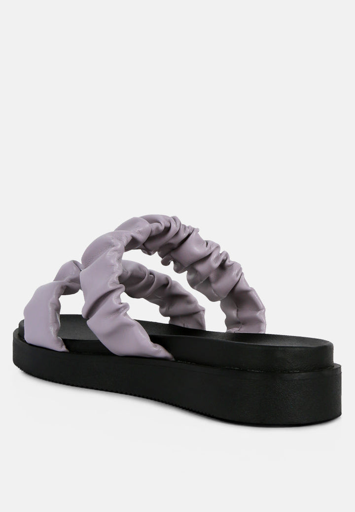 faux leather ruched strap platform sandals by ruw#color_purple