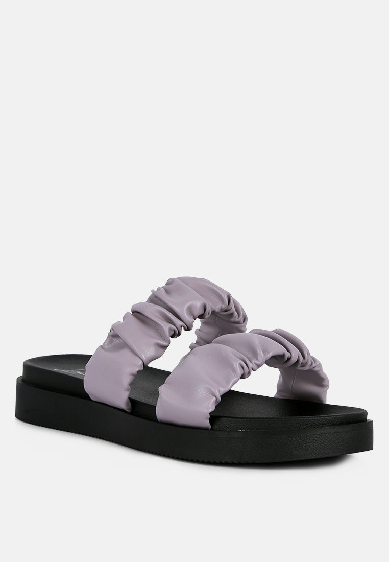 faux leather ruched strap platform sandals by ruw#color_purple