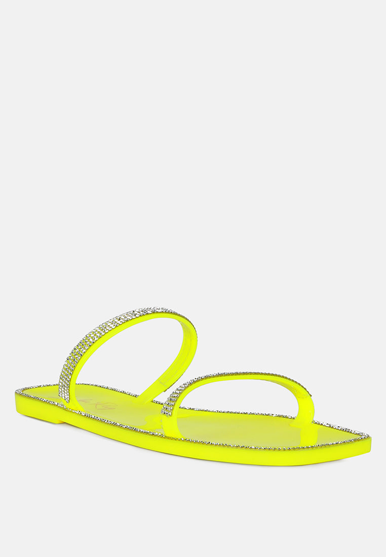 fenta diamante detail jelly flats by ruw#color_neon