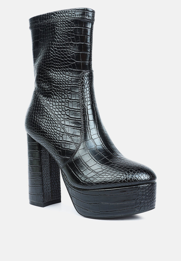 feral high heeled croc pattern ankle boot by ruw#color_black